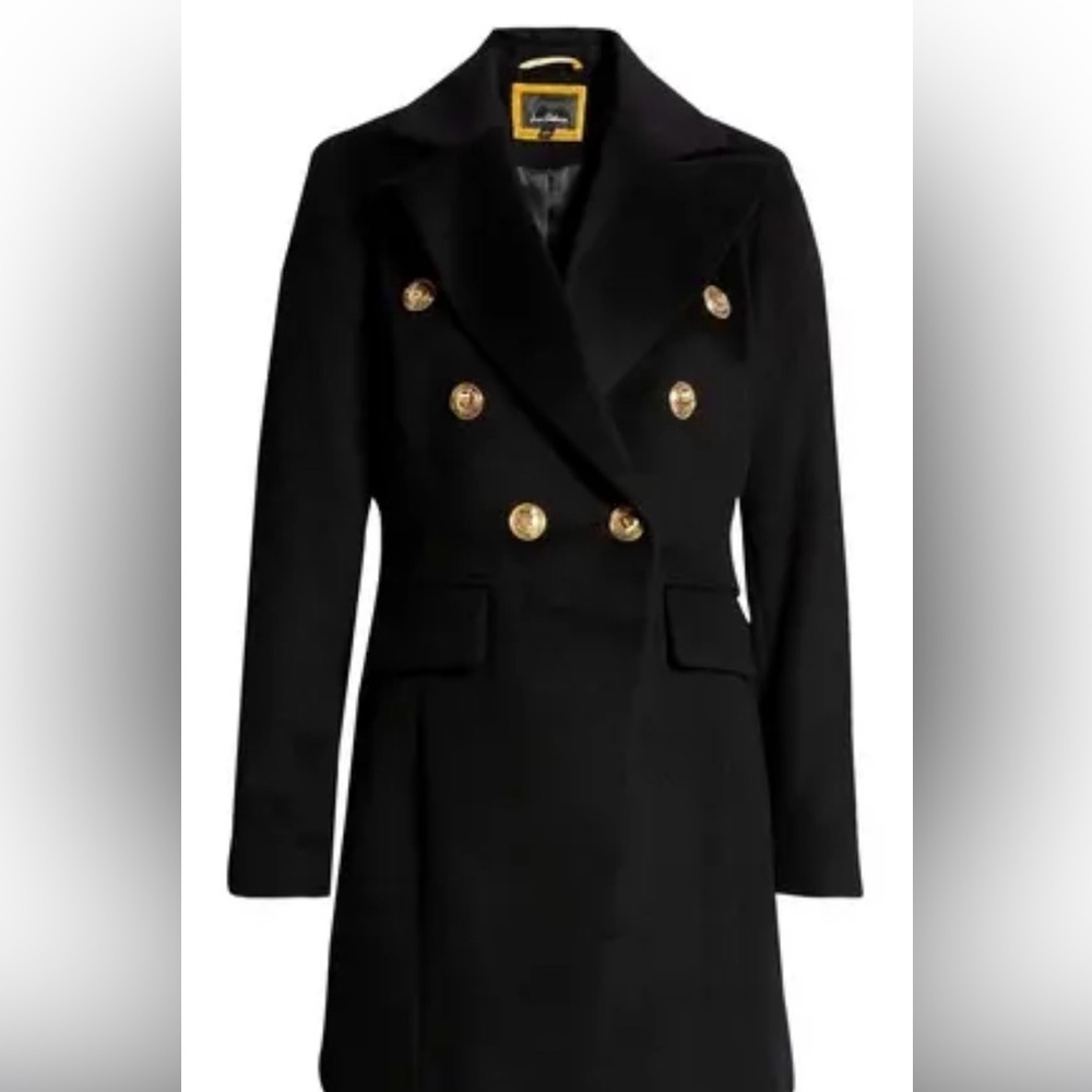 Sam Edelman Black Double Breasted Wool Blend Coat Size 8